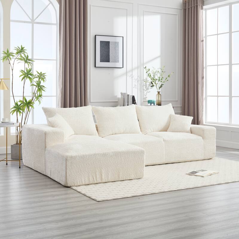 Floor Standing Chaise Lounge Couch L-shape Sectional Sofa with Ottoman