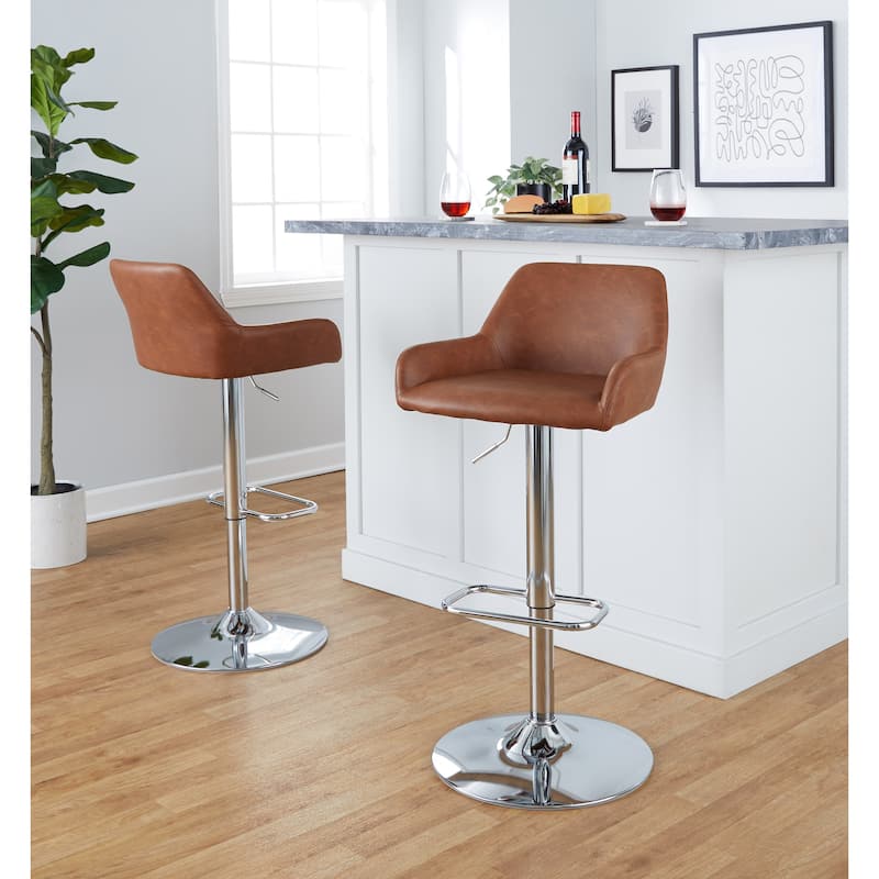 Porch & Den Galotti Adjustable Bar Stool with Rounded Rectangle Footrest (Set of 2)