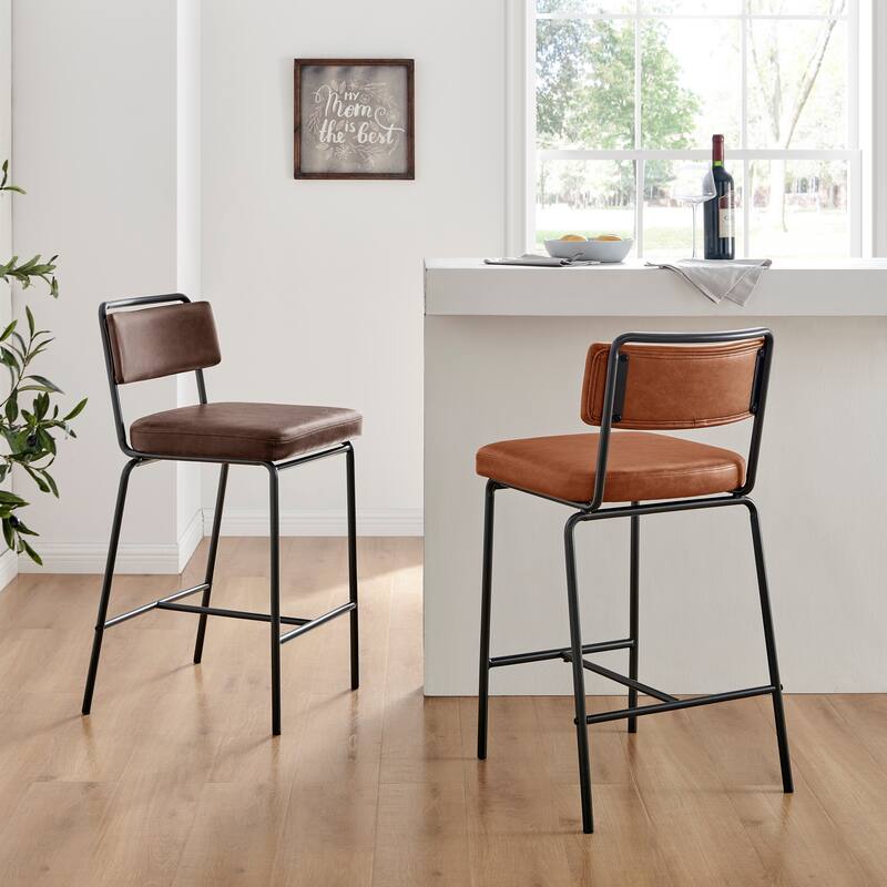 NPD Furniture Zander Faux Leather Counter Stool (Set of 4)