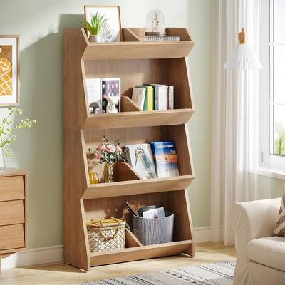 55 Inces Modern Bookcase Bookshelf with Cube Storage Shelves