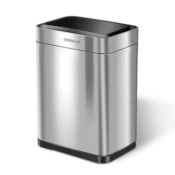 13 Gallon Stainless Steel Trash Can, with Lid, Vibration Automatic