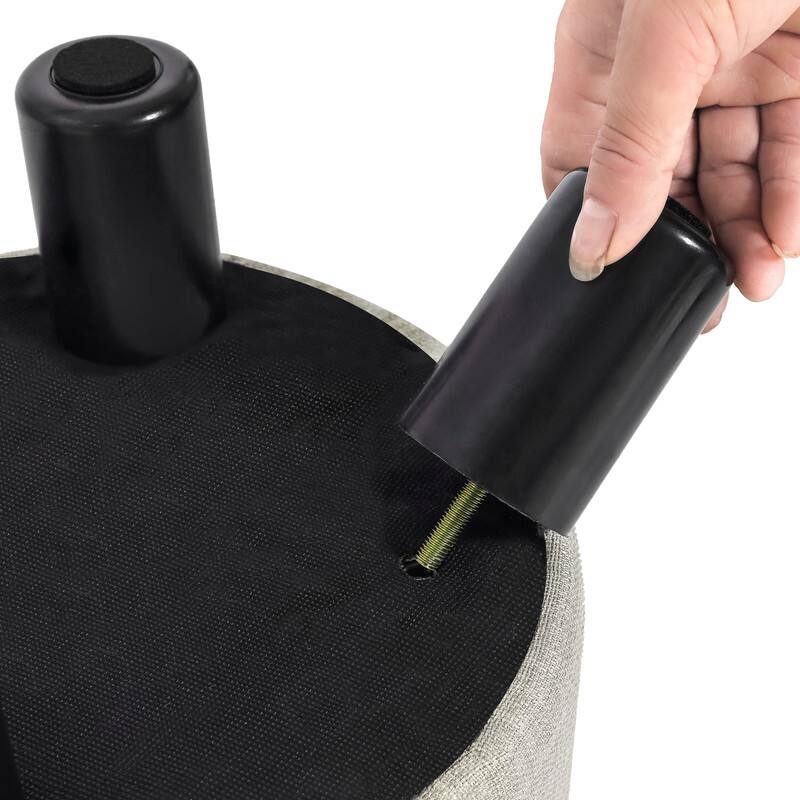 Adeco Round Ottoman Linen Footstool