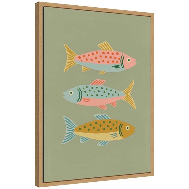 Kate and Laurel Fishes by Laura Moss Framed Canvas Wall Art Print - 18x24