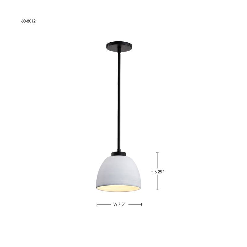 Collins 8 Inch Mini Pendant with White Ceramic - Matte Black