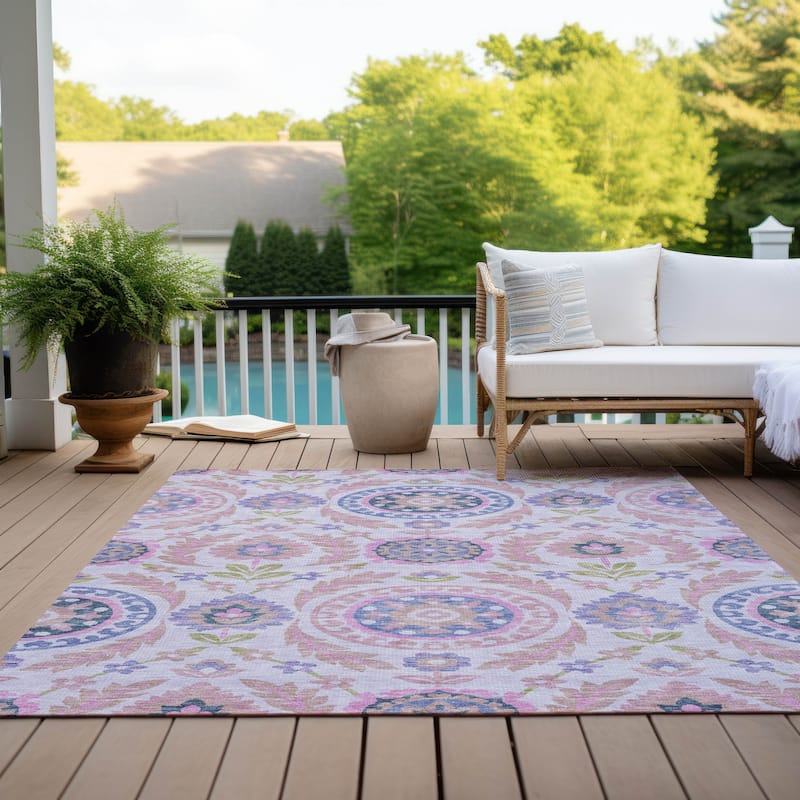 Machine Washable Indoor/ Outdoor Chantille Boho Suzani Rug