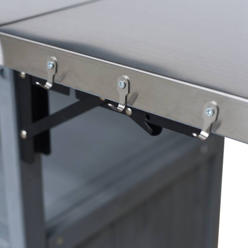 Christopher Knight Home - 54.33" Solid Wood Mobile Outdoor Kitchen Cart with Stainless Steel Top & Spice Rack & Lockable Wheels