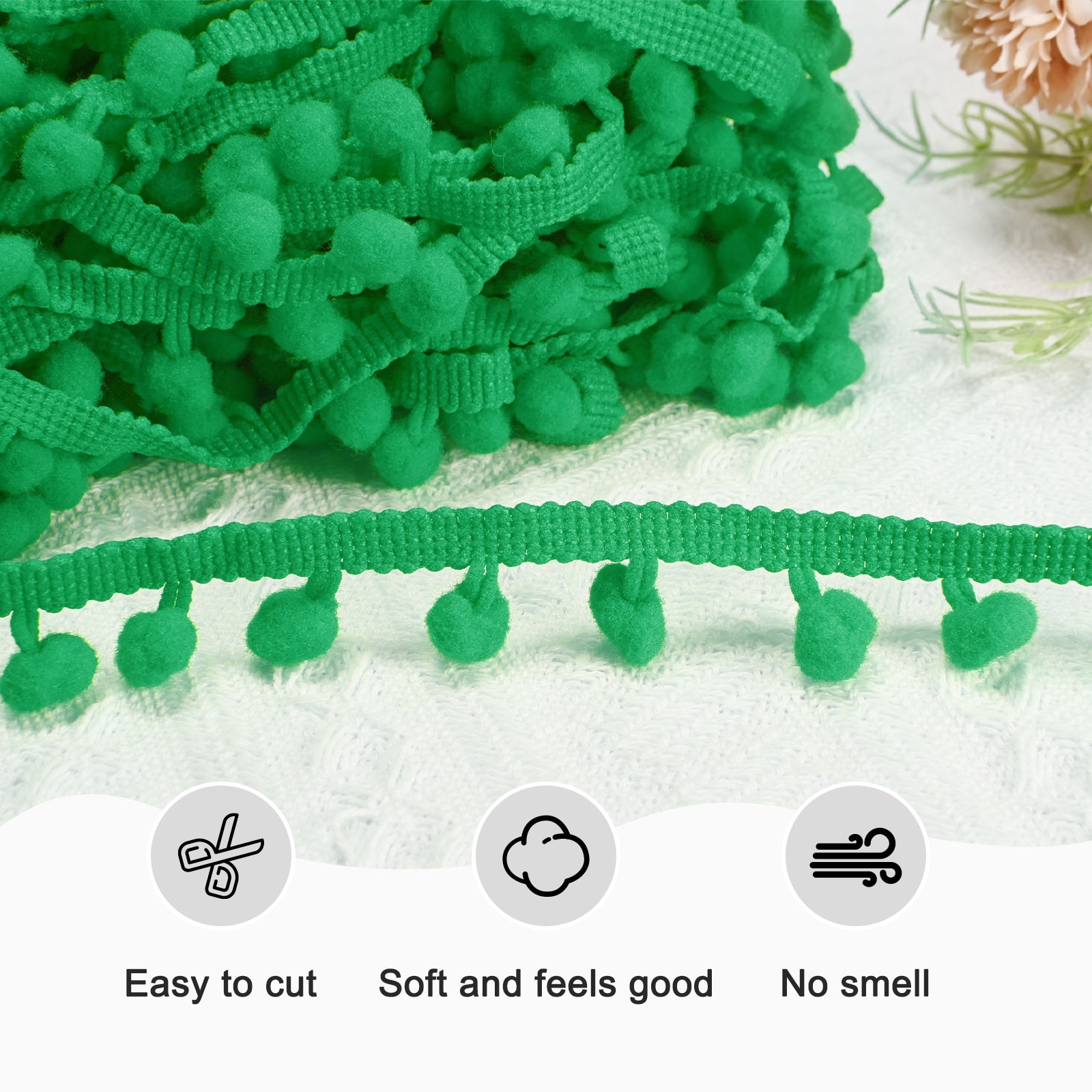 Pom Pom Ball Fringe Trim, Ball Fringe Trim Ribbon Sewing Accessory for Home Decoration/DIY