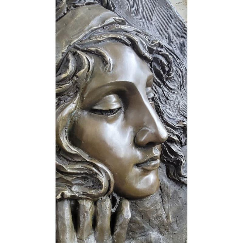 Art Nouveau Bronze Wall Art Hanging Portrait Of A Woman By Jean Patoue