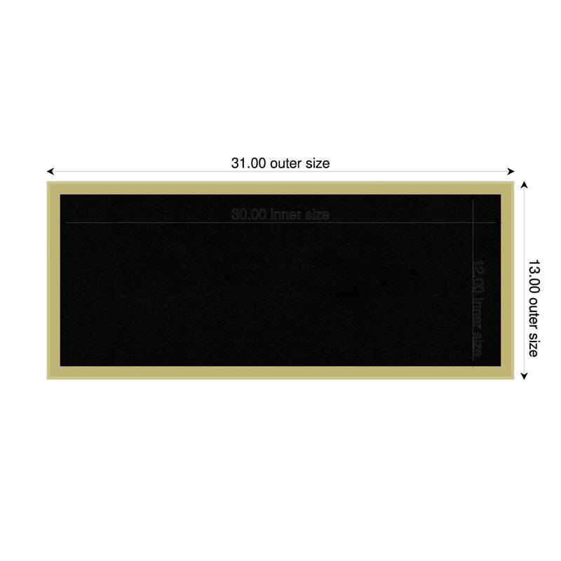Incline Light Gold Wood Framed Cork Board - Bulletin Board, Organization Board, Pin Board - Black - 31 x 13 in