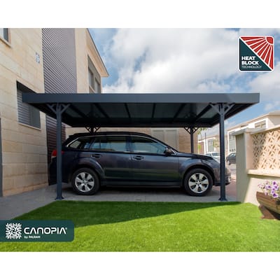 Palma 10 ft.x 16 ft. Carport Kit - Grey Structure & Twin Wall Panels - 10 ft.x 16 ft.