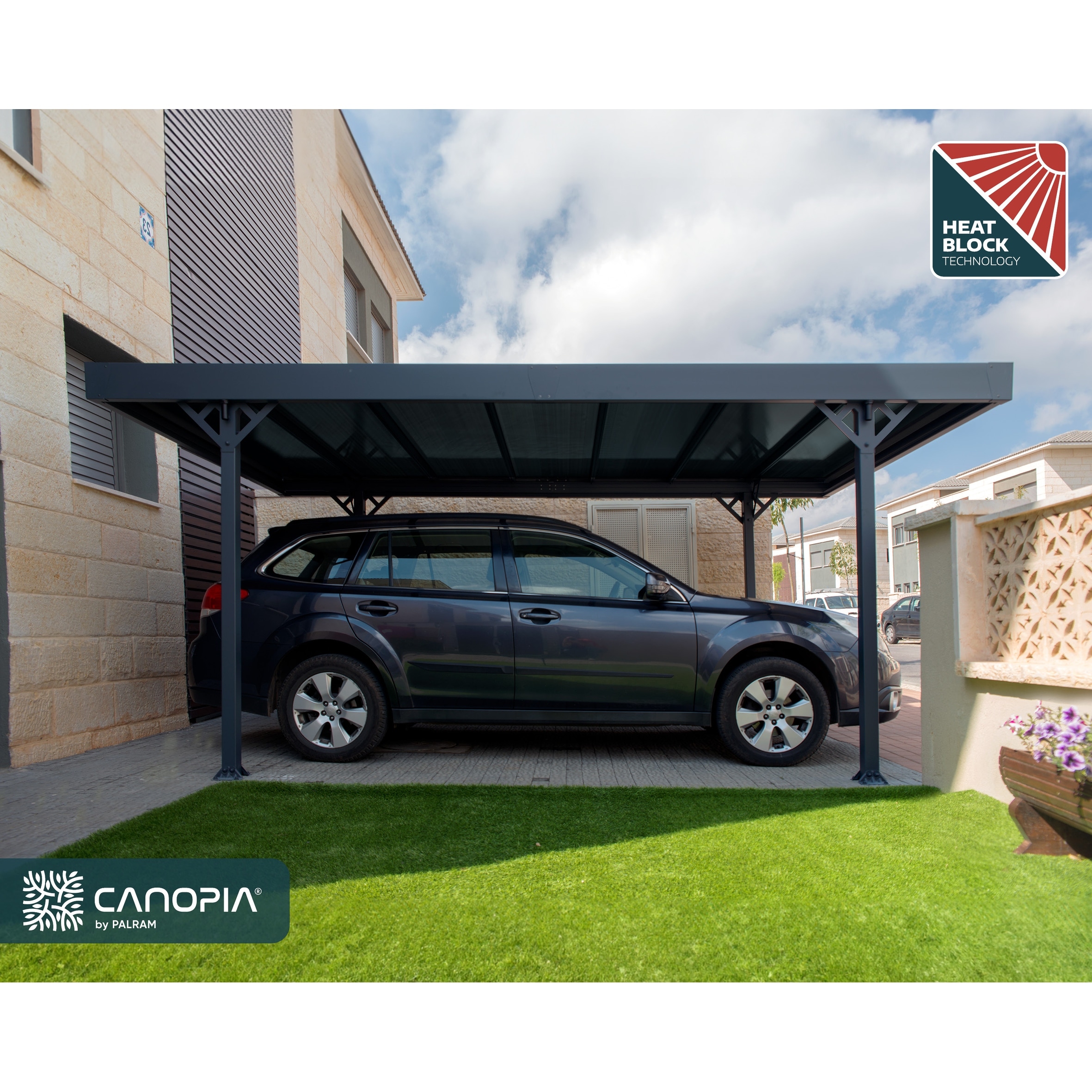 Canopia Palma 10 ft. x 16 ft. Single Carport Dark Grey / Grey Opaque - 10 ft.x 16 ft.