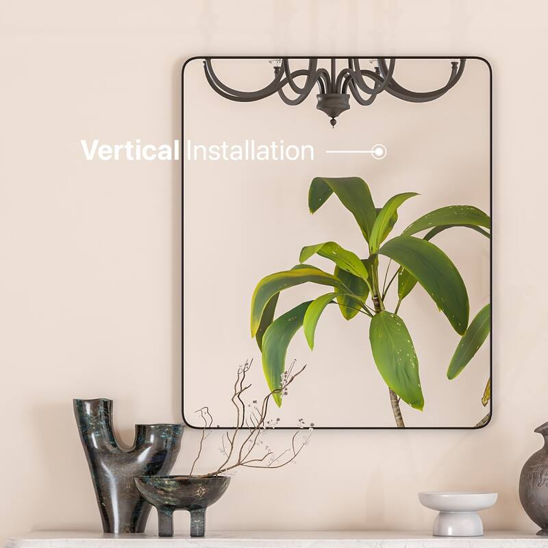 Eviva Harmony 36" x 30" Rectangular Black Metal Framed Mirror - N/A