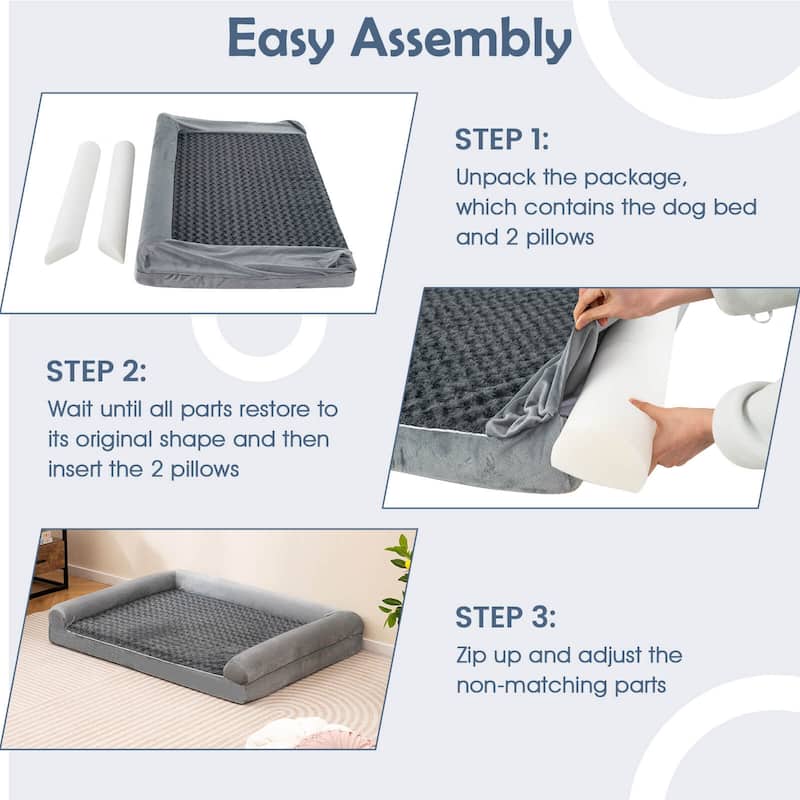 Costway L/XL/XXL Sized Large Pet Bed with Orthopedic Egg Crate Foam