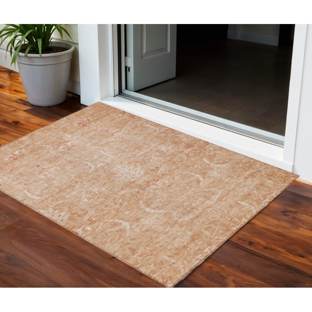 HomeRoots Damask Transitional Rectangle Outdoor Rug