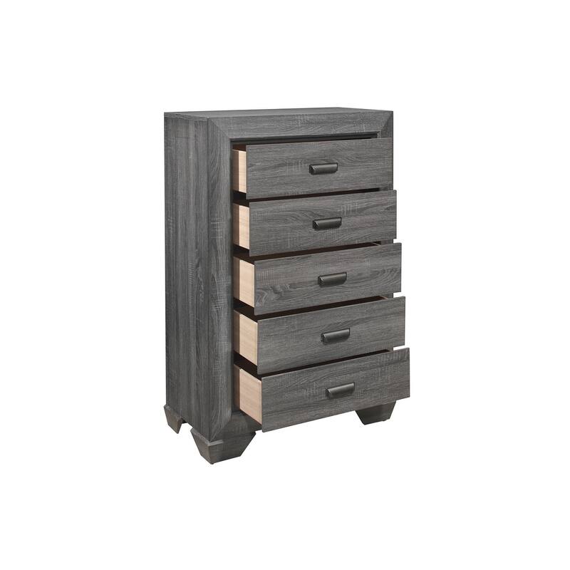 Valli 3 Piece Gray Modern Panel Bedroom Set