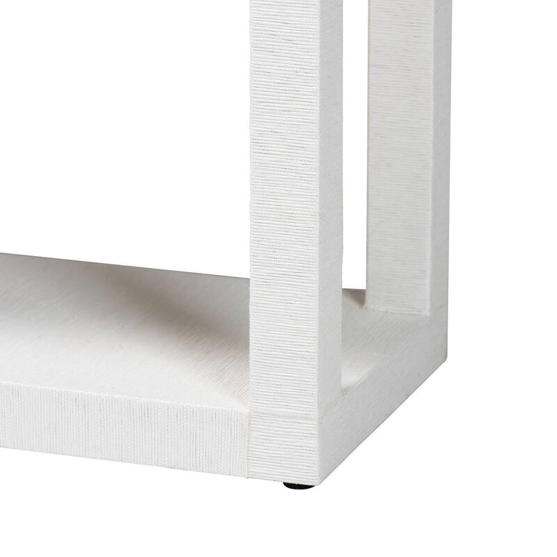 Oaklynn Natural Grasscloth Bookshelf - Two-Tier Display Piece with Open Frame, Modern Coastal Accent Shelving for Living Room