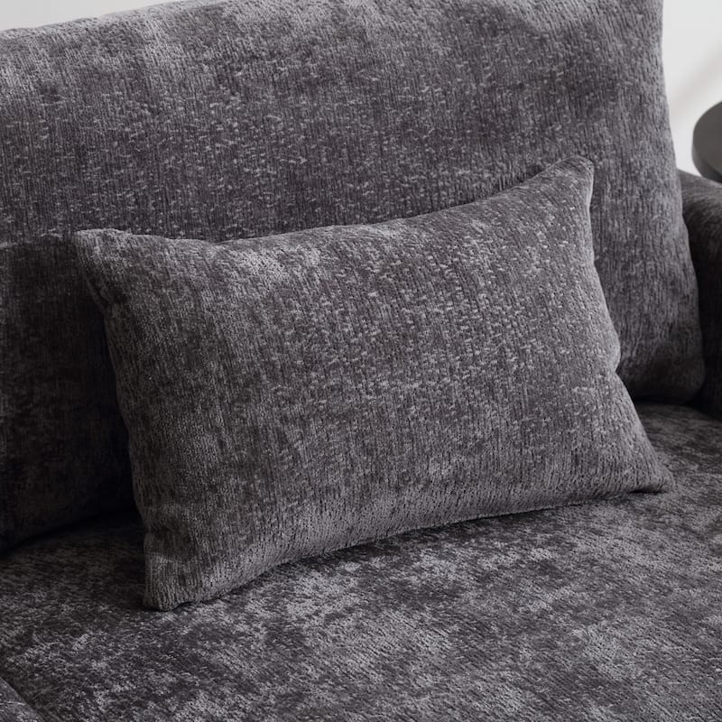 Chenille Fabric Loveseat Sofa, 2-Seater Sofa Couch with Extra Deep Seats, Upholstered Lounge Sofa with Wood Legs