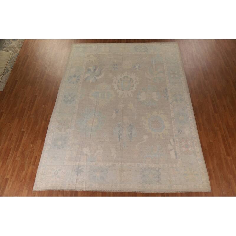Vegetable Dye Oushak Large Area Rug Handmade Wool Carpet - 10'5"x 13'8"