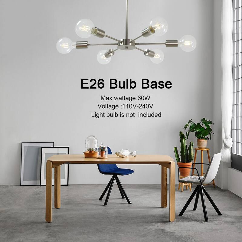 Modern Sputnik Chandelier 6 Lights Mid Century Ceiling Light