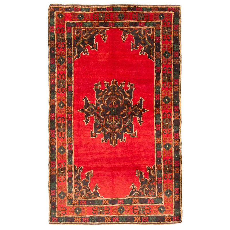 ECARPETGALLERY Hand-knotted Teimani Red Wool Rug - 3'8 x 6'4