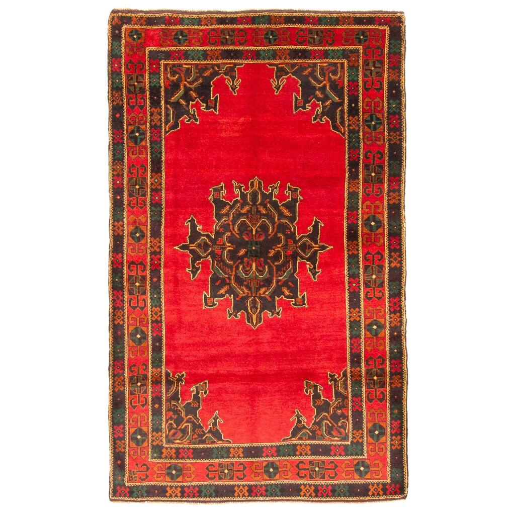 ECARPETGALLERY Hand-knotted Teimani Red Wool Rug - 3'8 x 6'4