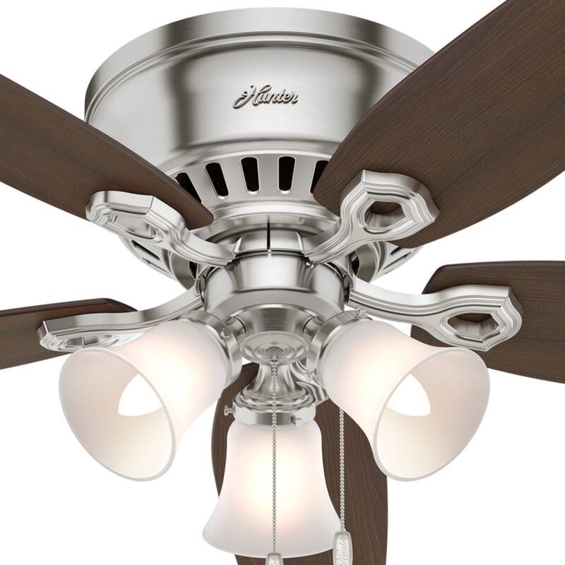 Hunter 52" Builder Low Profile Ceiling Fan with 3-Light Light Kit and Pull Chain - Casual, Traditional, Transitional