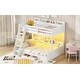 preview thumbnail 7 of 14, Twin Over Full Bunk Bed with Under Bed Storage Drawers, LED and Charging Station, Wood Bed Frame with Ladder & Safety Guardrail