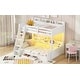 preview thumbnail 20 of 30, Wooden Bunk Bed Twin over Full Bunk Bed with 6 Up and Down Storage Shelves, LED, Charging Station, Stairs and Bottom Drawer
