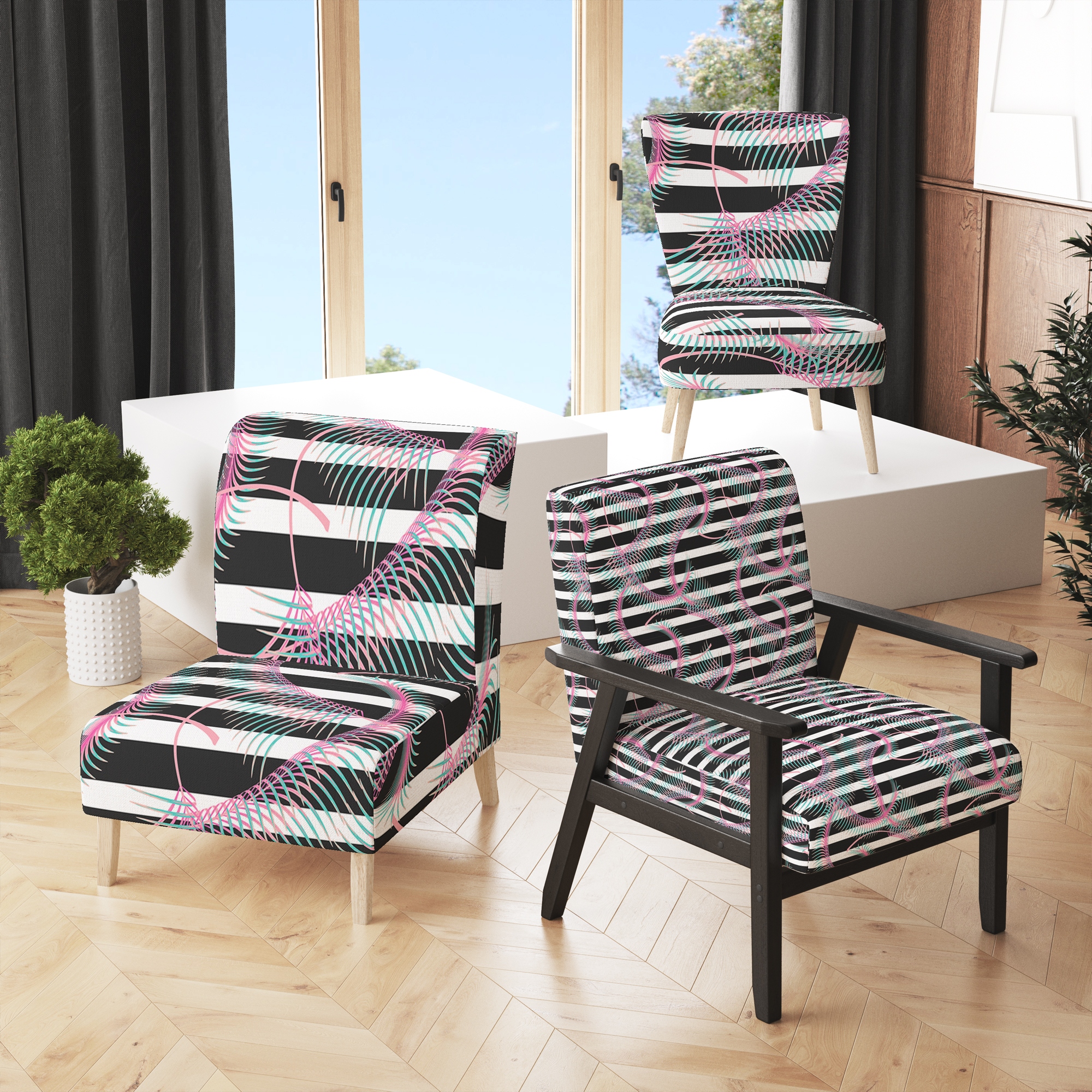 Pink pattern sales accent chair