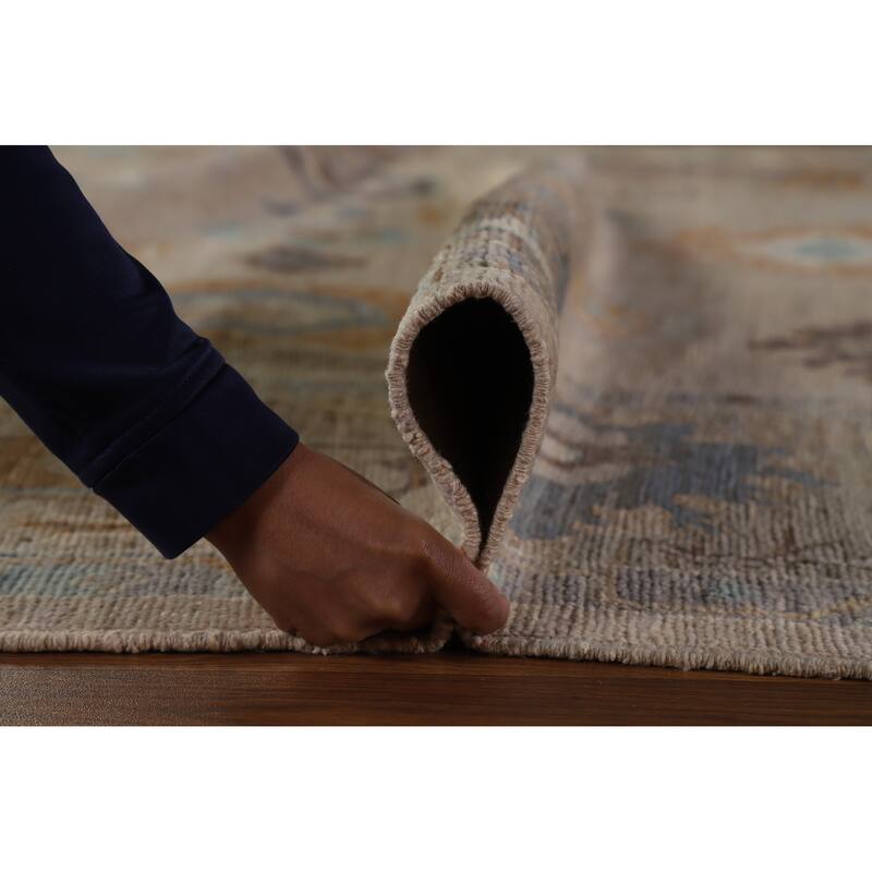 Hand Knotted Oriental 100% Wool Carpet Transitional All-Over Beige & Ivories Oushak Area Rug - 10' 0'' X 8' 2''