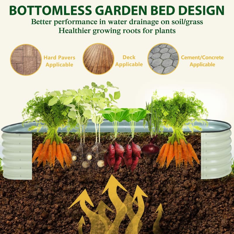 VEIKOUS 9-in-1 Modular Galvanized Metal Raised Garden Bed Kit for Outdoor Planters