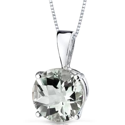 14k White Gold 1.76 ct Green Amethyst Pendant Necklace