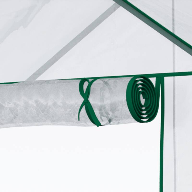 Outsunny 56" x 29" x 77" Mini Greenhouse, Walk-in Greenhouse, Garden Hot House with 4 Shelves, Roll-Up Door