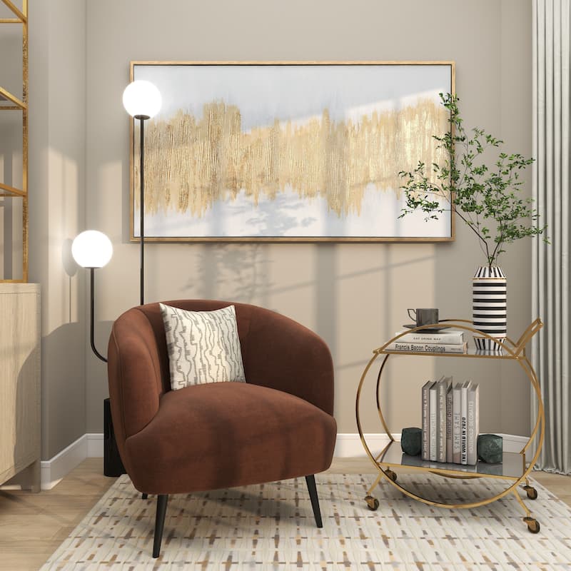 Canvas Abstract Long Horizontal Living Room Framed Wall Art with Glitter Flakes - Gold - CosmoLiving by Cosmopolitan