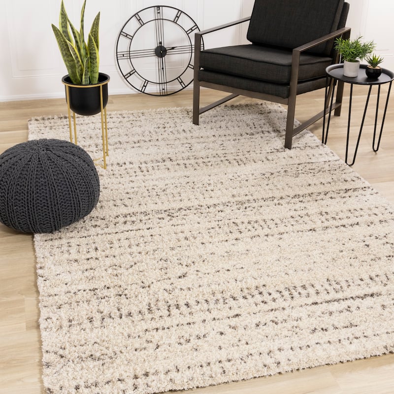 Lush Collection - Cream/Brown Luxury Soft Wool Rug