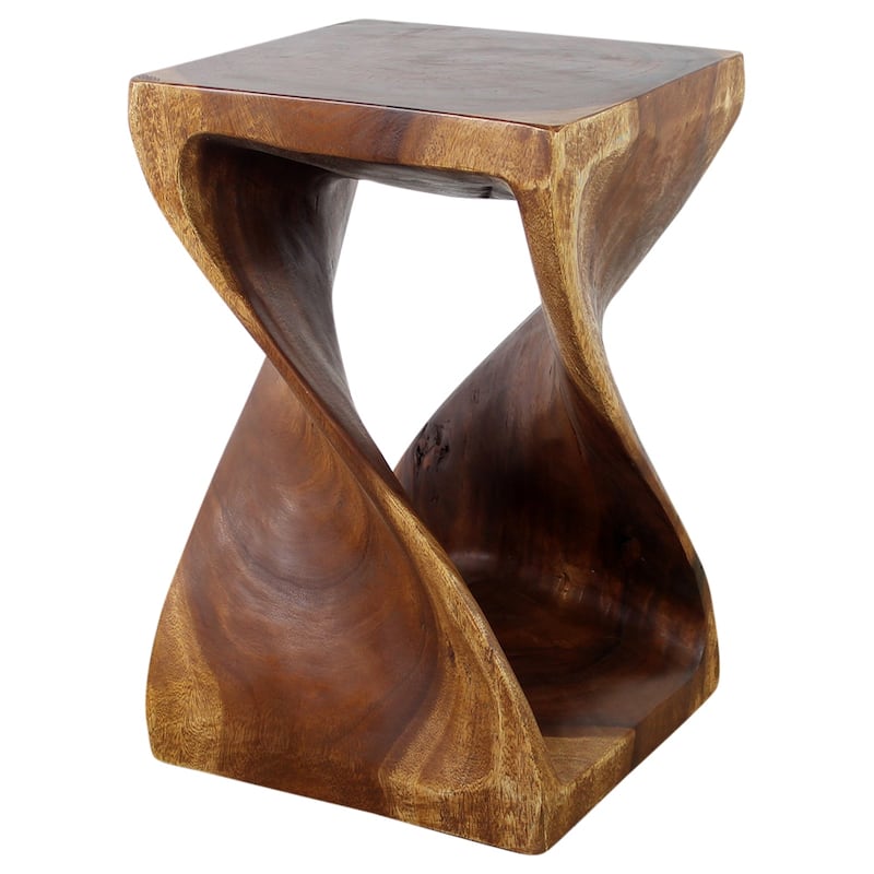 Haussmann® Wood Twist End Table 15 x 15 x 23 inch High Walnut Oil - 15" x 15" x 23"