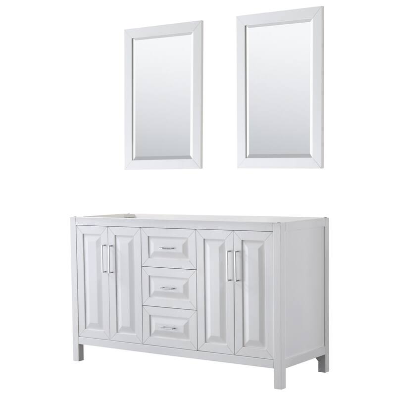 Wyndham Collection Daria 59" Double Free Standing Vanity Cabinet - - White / Polished Chrome Hardware