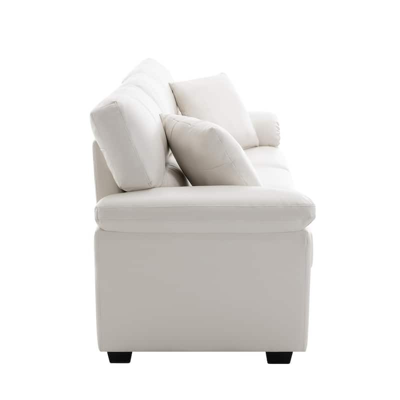 Morden Fort Upholstered Sofa for Living Room,Three-Seater Couch Faux Leather