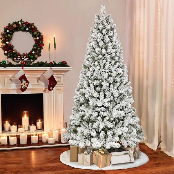 6' Flocked Virginia Pine Artificial Christmas Tree with Stand, Unlit