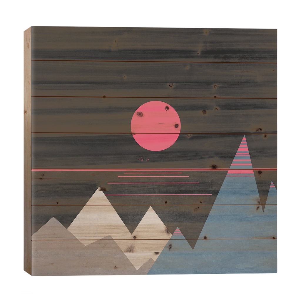 Minimal Sunset X Print On Wood by Viviana Gonzalez - Multi-Color