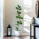 preview thumbnail 3 of 16, Artificial Fiddle Leaf Fig Tree - 5/6/7FT Fake Plant with Black Planter for Indoor Outdoor