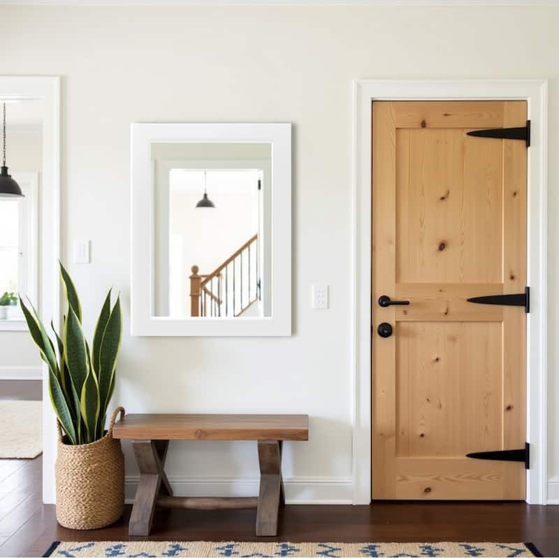 Farmhouse Style Wooden Square Mirror, Pastoral Style in The Bathroom