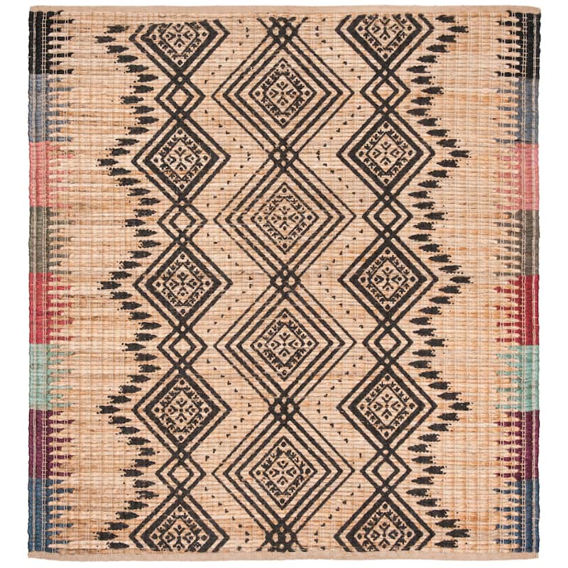 SAFAVIEH Handmade Cape Cod Felisa Coastal Jute Rug - 6' Square - Natural/Black