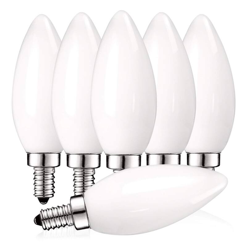 Luxrite 5W Frosted E12 LED Bulb 60W Equivalent, 2700K Warm White, 450 Lumens, Dimmable Candelabra LED Bulbs (6 Pack) - 2700K (Warm White)