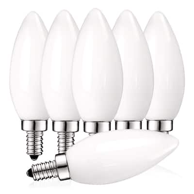 Luxrite 5W Frosted E12 LED Bulb 60W Equivalent, 2700K Warm White, 450 Lumens, Dimmable Candelabra LED Bulbs (6 Pack)