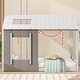 preview thumbnail 3 of 1, White Wooden Platform Bed Frame, Modern Twin Size House Bed Frame with Roof and Window, No Box Spring Needed