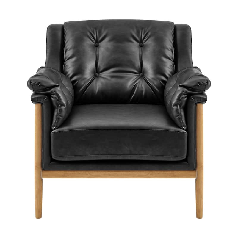 NPD Furniture Larry Faux Leather Tufted Accent Arm Chair