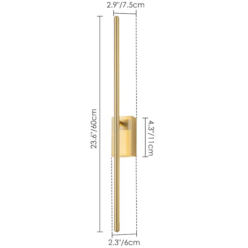1-Light Modern Gold/Black Linear Bathroom Vanity Light Integrated LED 3000K Rotatable Wall Light