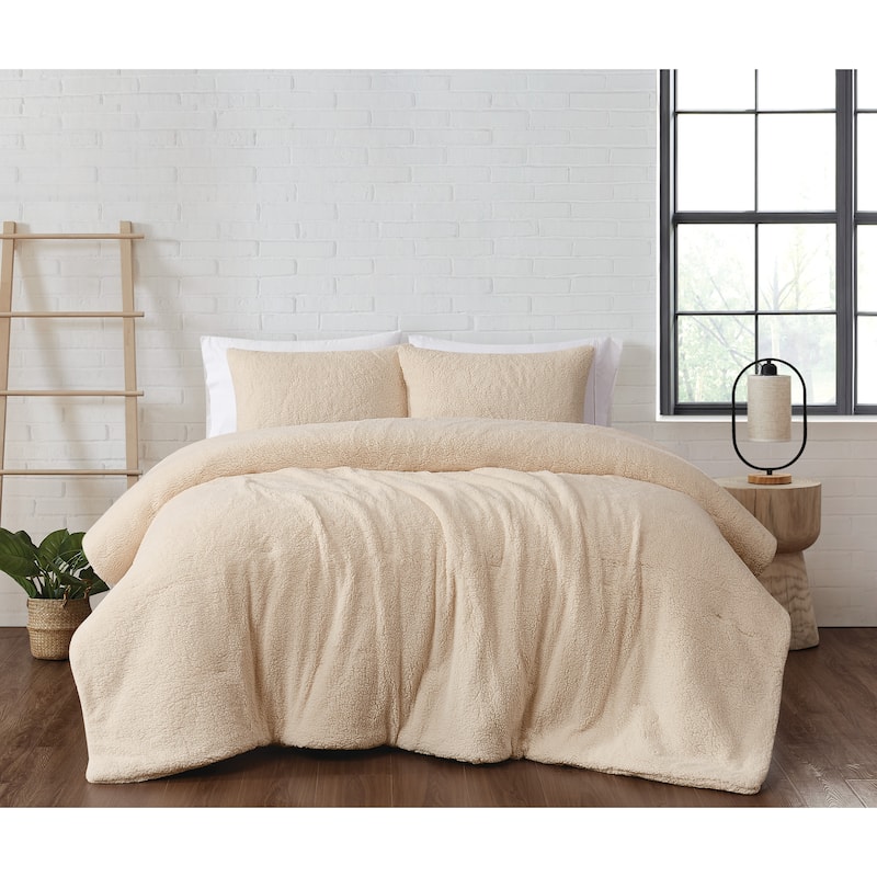 Brooklyn Loom Marshmallow Sherpa Comforter Set - Off-White - Queen