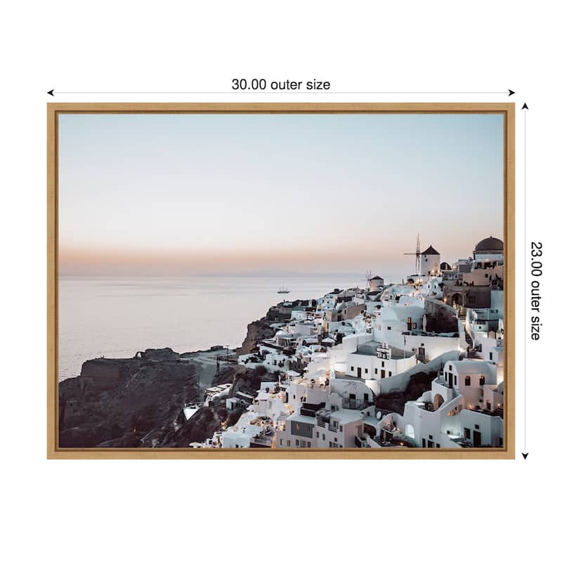 Oias Cliffside Charm Santorini by Bella Eve Framed Canvas Wall Art Print - Sylvie Natural - 30 x 23 in